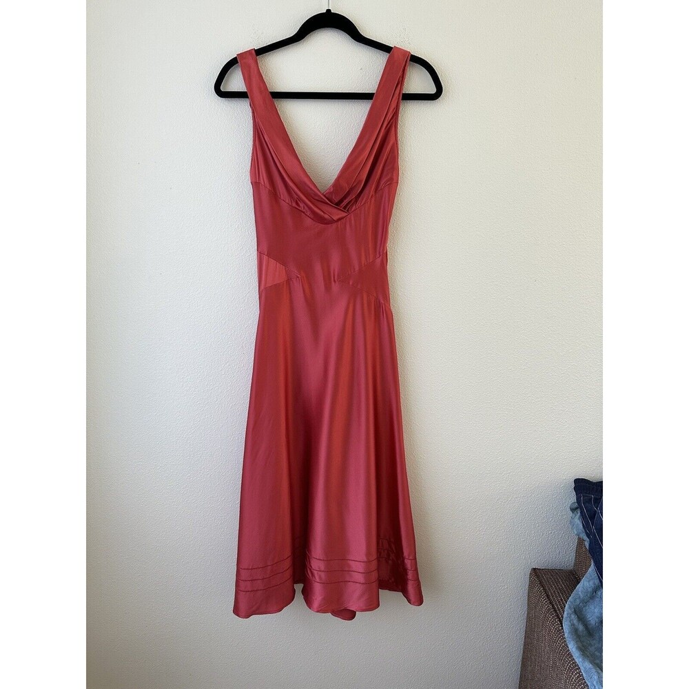 Diane Von Furstenberg DVF Women’s 4 Silk Dress Pink Scoop Midi Cocktail Wedding